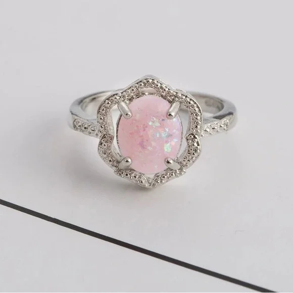 Pink Fire Opal Ring - Picture 2 of 4